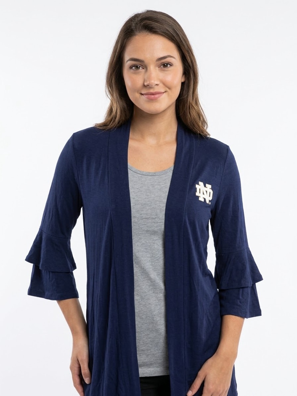 Gameday Couture Notre Dame Fighting Irish Navy Blue Ruffle Sleeve Cardigan Sz XS